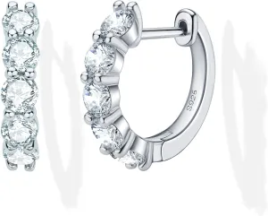 Moissanite Hoop Earrings for Women | Sterling Silver Hoop Earrings | Hypoallergenic Gold Plated S925 Diamond Earrings | Lab-Created Moissanite Diamond Dainty Hoop Earrings