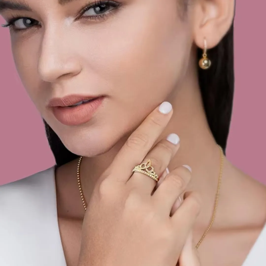 Moissanite Ring Royal Crown | 0.4Ct Lab Grown Moissanite Diamonds | S925 Sterling Silver Rings & 18k Gold Plated Ring | Engagement Ring