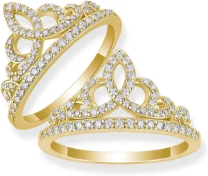 Moissanite Ring Royal Crown | 0.4Ct Lab Grown Moissanite Diamonds | S925 Sterling Silver Rings & 18k Gold Plated Ring | Engagement Ring