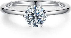 Moissanite Rings for Women - 1-3ct Round D Color VVS1 Clarity S925 Sterling Silver Lab Created Diamond Engagement Rings 6 Prong Knife Edge Moissanite Solitaire Rings for Women Wife Gifts
