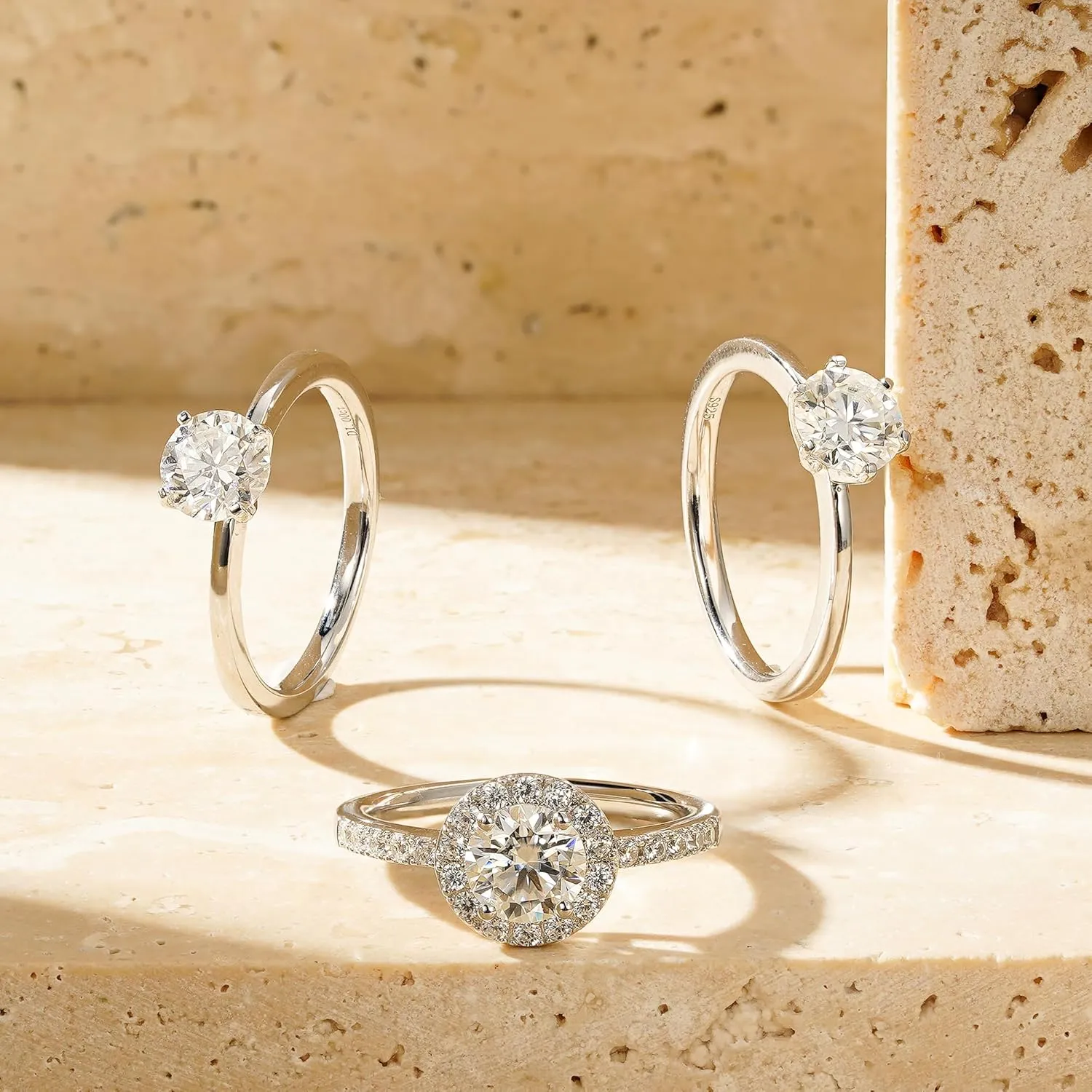 Moissanite Rings for Women - 1-3ct Round D Color VVS1 Clarity S925 Sterling Silver Lab Created Diamond Engagement Rings 6 Prong Knife Edge Moissanite Solitaire Rings for Women Wife Gifts