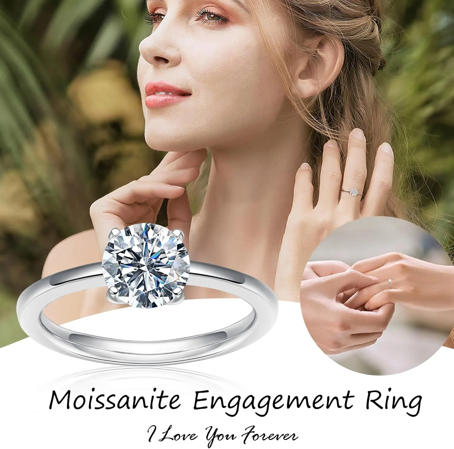 Moissanite Rings for Women - 1-3ct Round D Color VVS1 Clarity S925 Sterling Silver Lab Created Diamond Engagement Rings 6 Prong Knife Edge Moissanite Solitaire Rings for Women Wife Gifts
