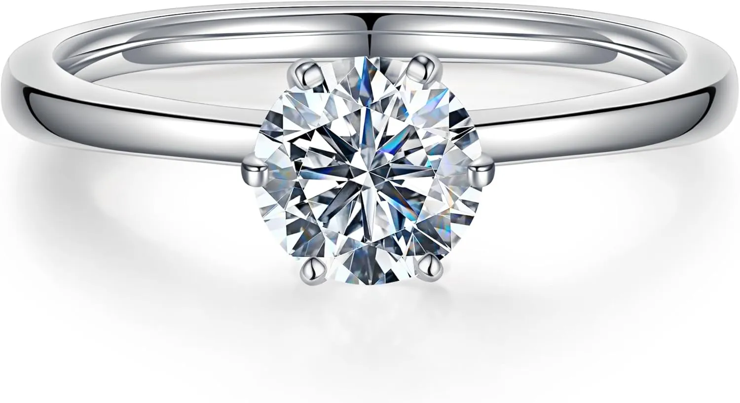Moissanite Rings for Women - 1-3ct Round D Color VVS1 Clarity S925 Sterling Silver Lab Created Diamond Engagement Rings 6 Prong Knife Edge Moissanite Solitaire Rings for Women Wife Gifts