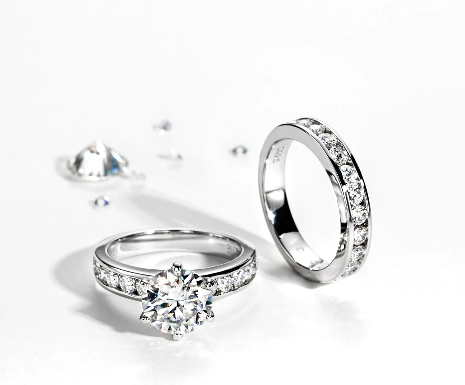 Moissanite Wedding Rings Bridal Sets, 4.48CTTW D Color VVS1 Round Cut 925 Sterling Silver Engagement Rings Wedding Band for Women