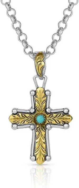 Montana Silversmiths Christian Faith Cross Men's Necklace (At The Center of Faith Cross Necklace)
