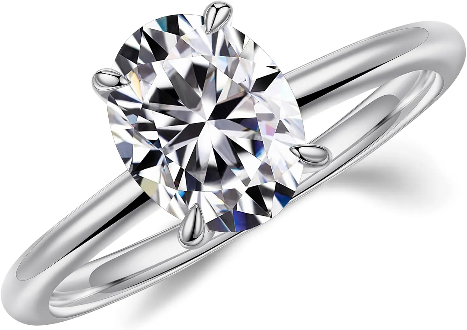 MOOSEA 2ct Oval Moissanite Solitaire Ring for Women, D Color VVS1 Clarity Lab Created Moissanite Engagement Rings 14K White Gold Filled Moissanite Rings for Women Girlfriend Wife Wedding Rings for Her