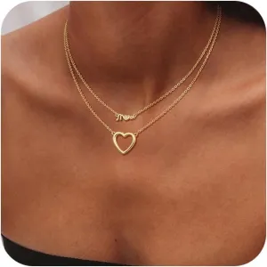 Mothers Day Gifts Gold Necklace - Mama Necklace for Women Mom Wife Sister, Dainty Layered Mom Necklaces Stack Mama Pendant Choker Chain Necklace Birthday Mother's Day Gold Jewelry Gift Trendy