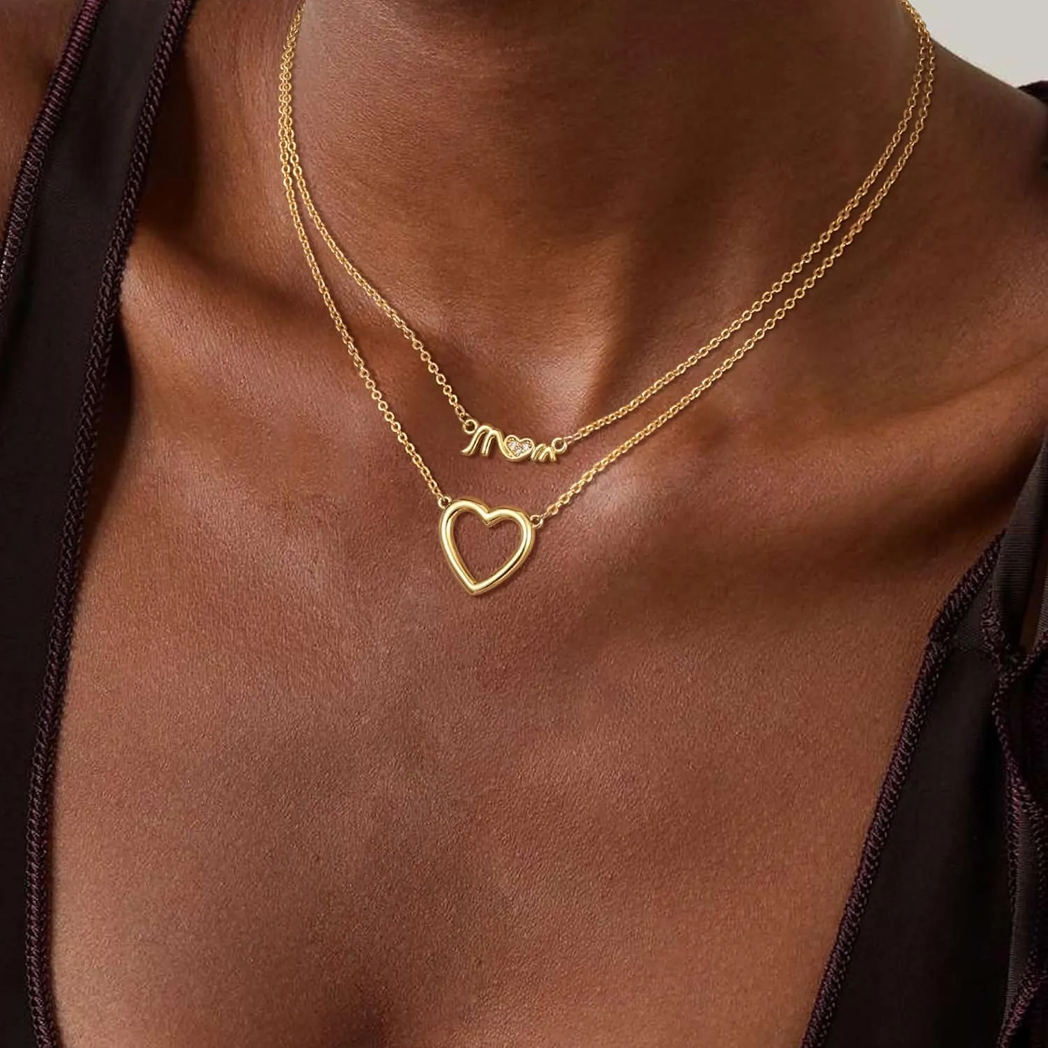 Mothers Day Gifts Gold Necklace - Mama Necklace for Women Mom Wife Sister, Dainty Layered Mom Necklaces Stack Mama Pendant Choker Chain Necklace Birthday Mother's Day Gold Jewelry Gift Trendy