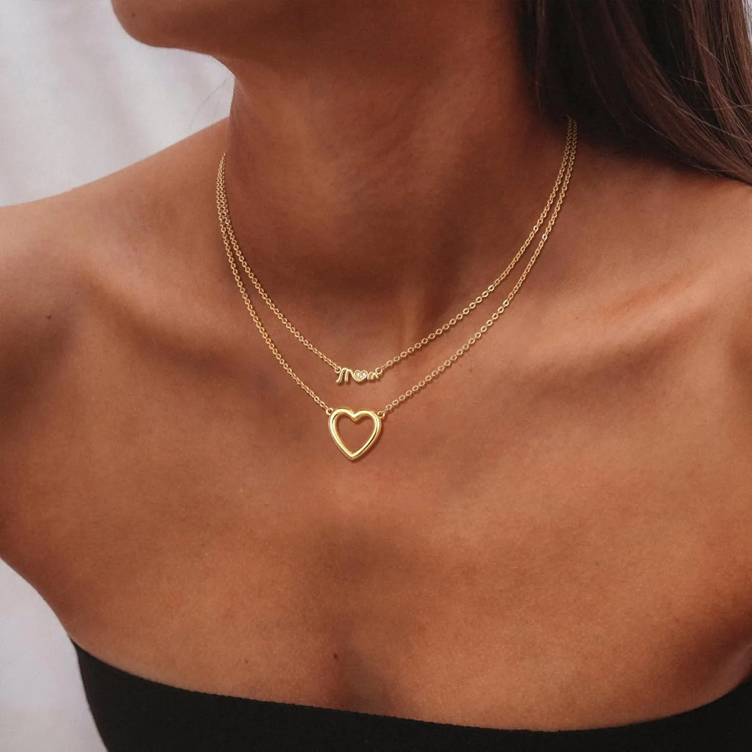 Mothers Day Gifts Gold Necklace - Mama Necklace for Women Mom Wife Sister, Dainty Layered Mom Necklaces Stack Mama Pendant Choker Chain Necklace Birthday Mother's Day Gold Jewelry Gift Trendy