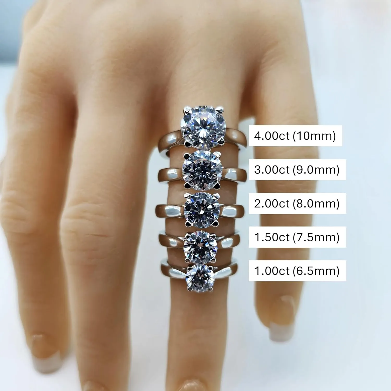 NANA Jewels 1to4ct Simulated Diamond Engagement ring Round-Princess-Cushion-Asscher Solitaire Lucita Cz & Silver