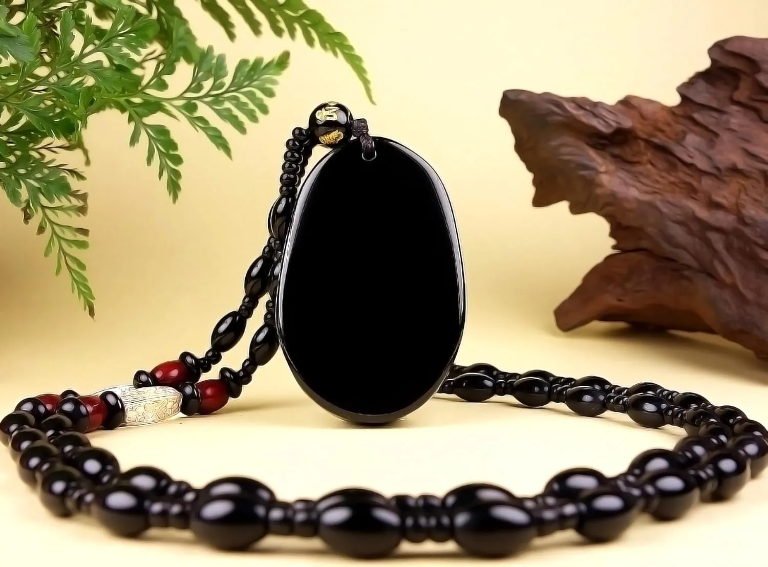 Natural Obsidian Necklace Lucky Amulet Protection Pendant with Dragon phoenix wolf's head Buddha Guanyin Kwan Yin A Certified Obsidian Women's Necklaces Men's Necklaces