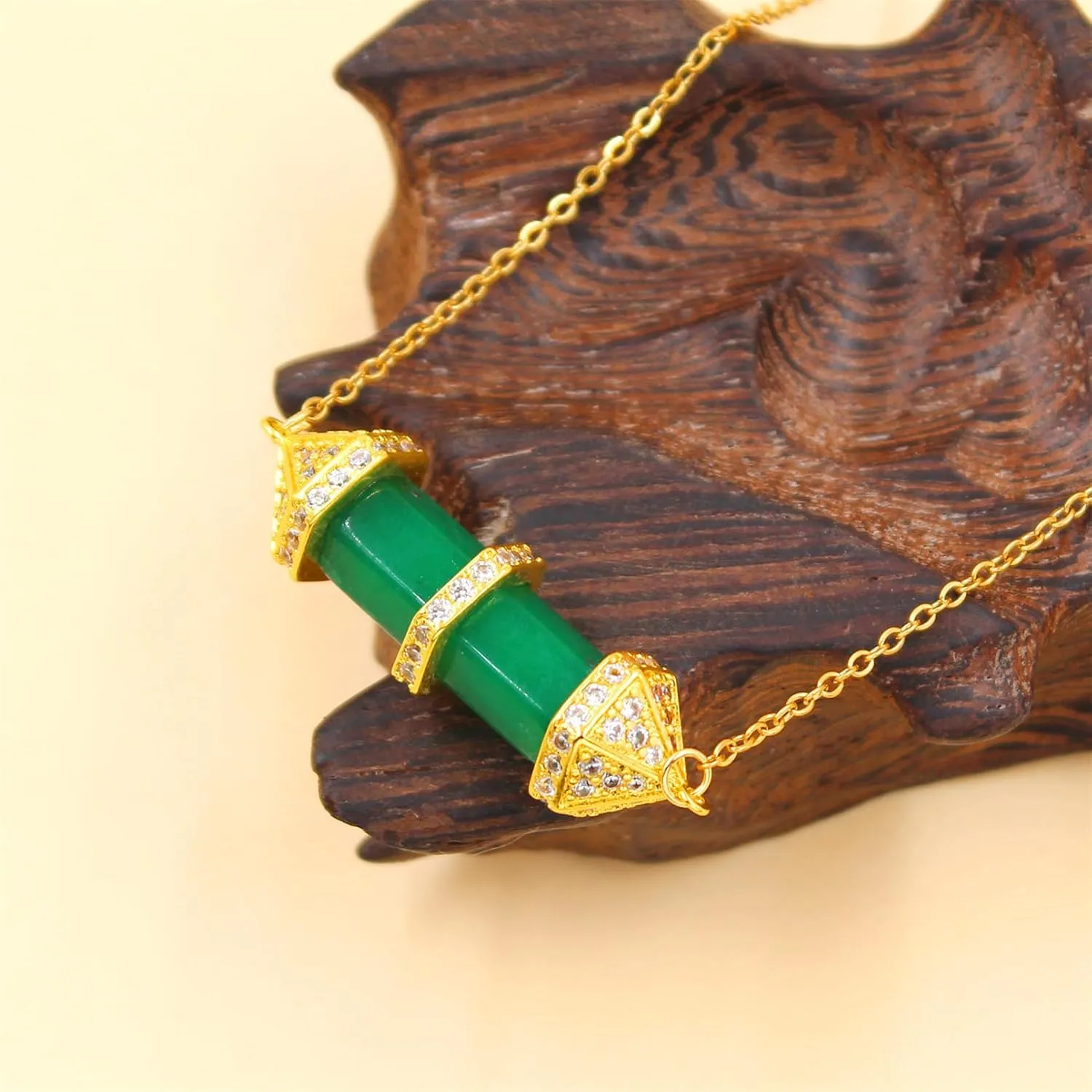 Natural Stone Crystal Fashion Necklace | Hexagonal Healing Gemstone CZ Bullet Cubic Zirconia Pendant for Women | Healing Energy Reiki Jewelry with 18" 2" Extended Chain - YA4825