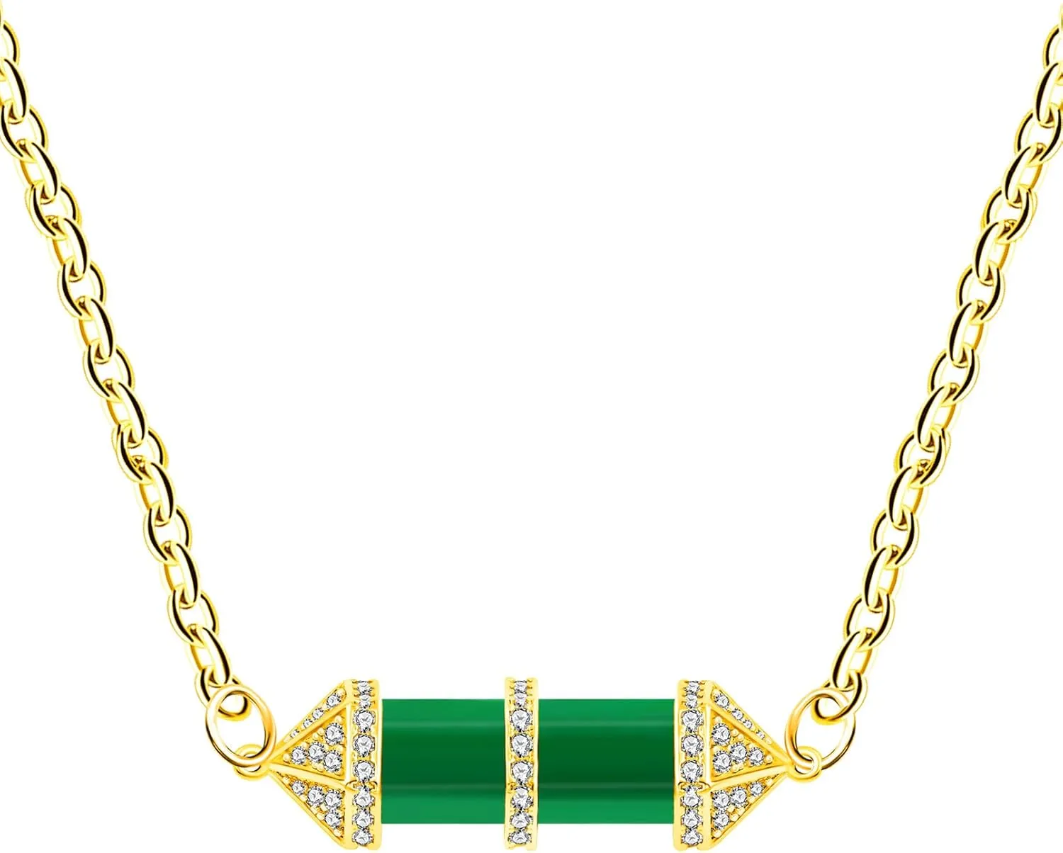 Natural Stone Crystal Fashion Necklace | Hexagonal Healing Gemstone CZ Bullet Cubic Zirconia Pendant for Women | Healing Energy Reiki Jewelry with 18" 2" Extended Chain - YA4825
