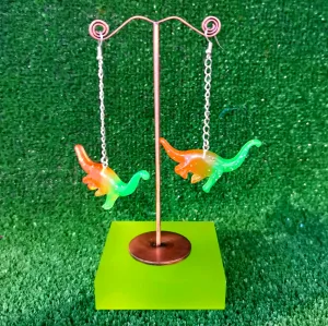 Neon Dino Dangly Earrings