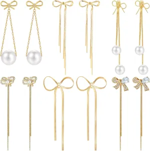 NEWITIN 6 Pairs Gold Earrings for Women Hypoallergenic Statement Earring 14K Gold Plated Dangle Earring Lightweight Chunky Geometric Stud Earrings Set for Women