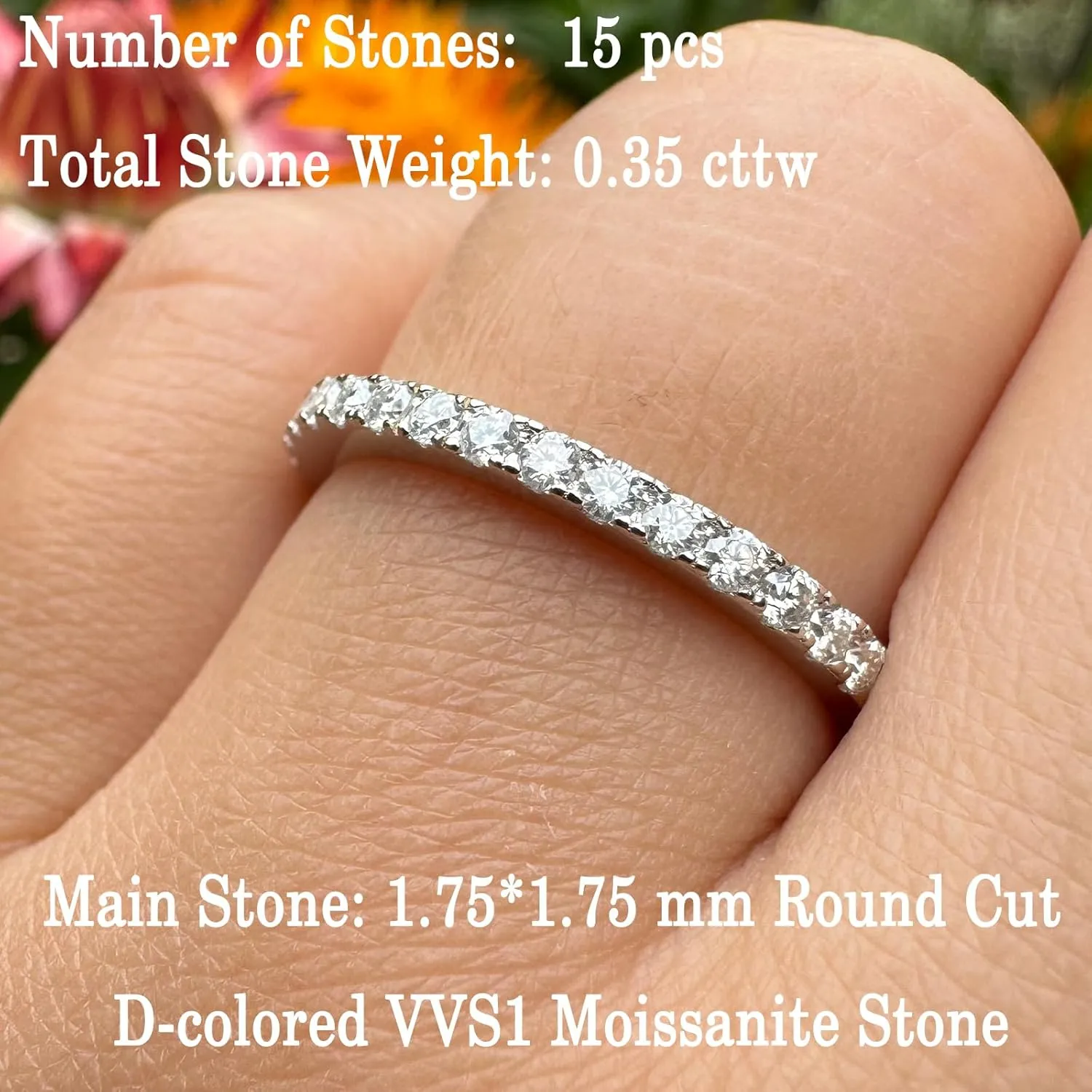 Newshe Jewellery Moissanite Eternity Rings for Women Wedding Bands 925 Sterling Silver Round Engagement Ring Size 5-10