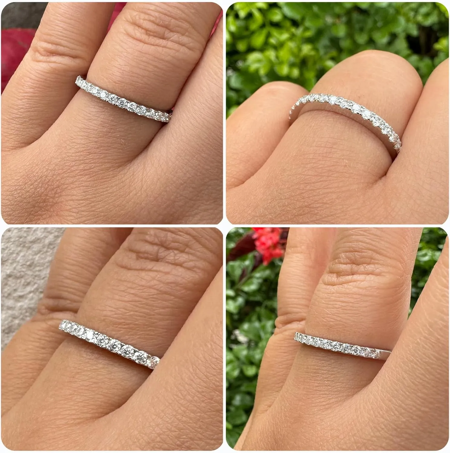 Newshe Jewellery Moissanite Eternity Rings for Women Wedding Bands 925 Sterling Silver Round Engagement Ring Size 5-10