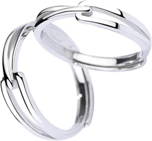 NOLITOY Romantic Couples Ring Silver Decorative Finger Ring for Women Men Special Valentine's Day