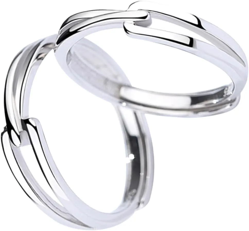 NOLITOY Romantic Couples Ring Silver Decorative Finger Ring for Women Men Special Valentine's Day