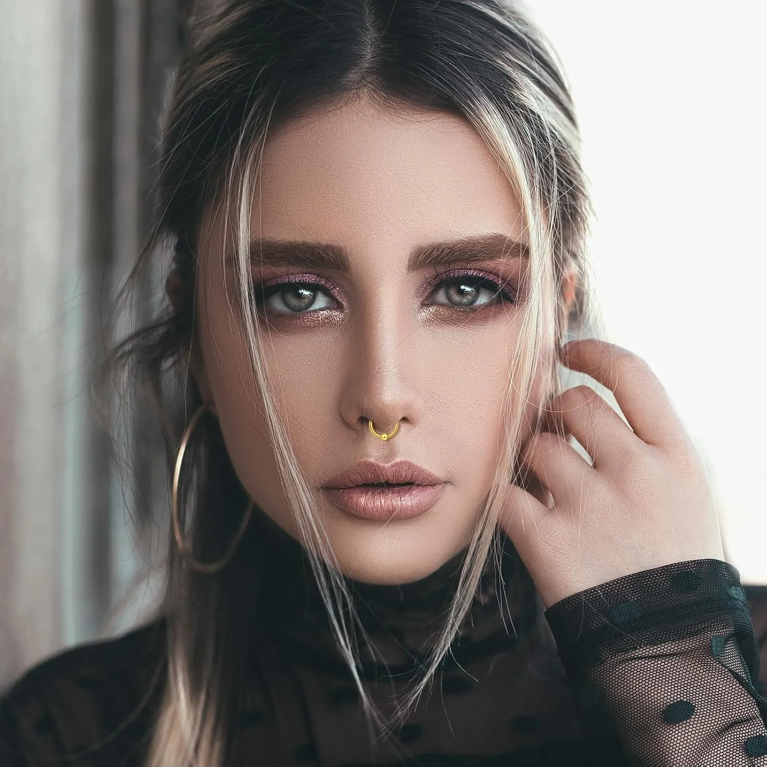 ONESING 27-60 Pcs Nose Rings for Women Nose Piercing Jewelry Silver Nose Rings Studs 20G Surgical Nose Rings Hoops Nose Rings L Shaped Studs Screw Stainless Steel Nose Piercings for Women Men
