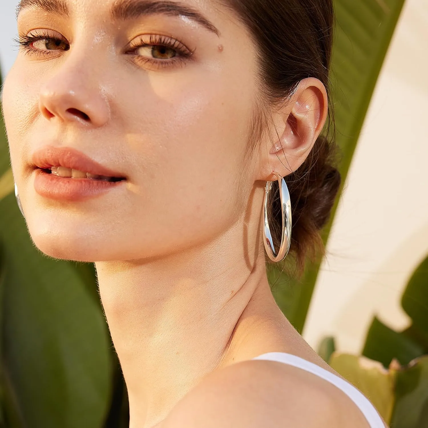 PABBEU S925 SterlingSilver Hoop Earrings Hypoallergenic Silver Hoop Earrings for Women Lightweight Large Sterling Silver Hoops Earring 30/50/70mm