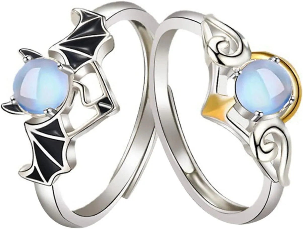 PartyKindom 2pcs Couples Angel Devil Matching for Valentine's Day Comfortable Design for Weddings Anniversaries Birthdays Unique Romantic Jewelry