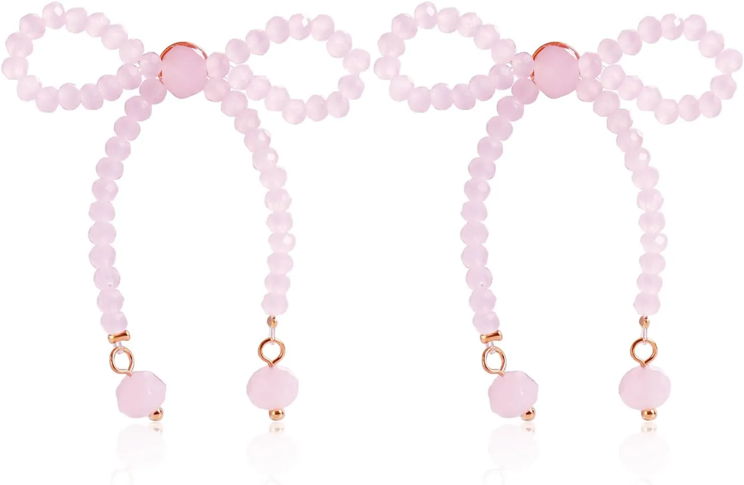 Pearl & Crystal Bow Knot Tassel Dangle Earrings - Dainty Gold Bow Ribbon Stud Earrings for Women