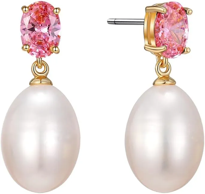 Pearl Drop Earrings Cubic Zirconia Stone Simulated Diamond Earrings for Prom, Bridesmaids, Birthday Women Jewelry
