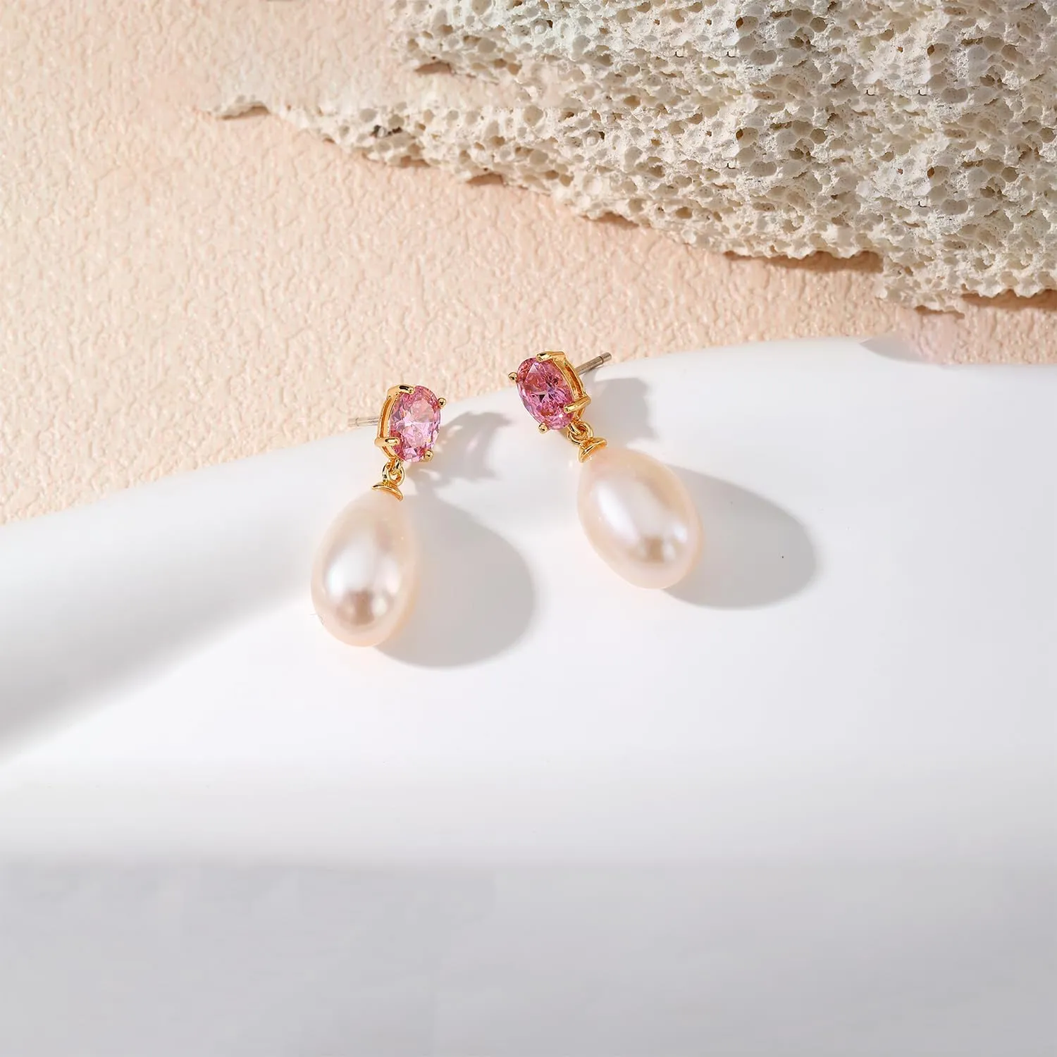Pearl Drop Earrings Cubic Zirconia Stone Simulated Diamond Earrings for Prom, Bridesmaids, Birthday Women Jewelry