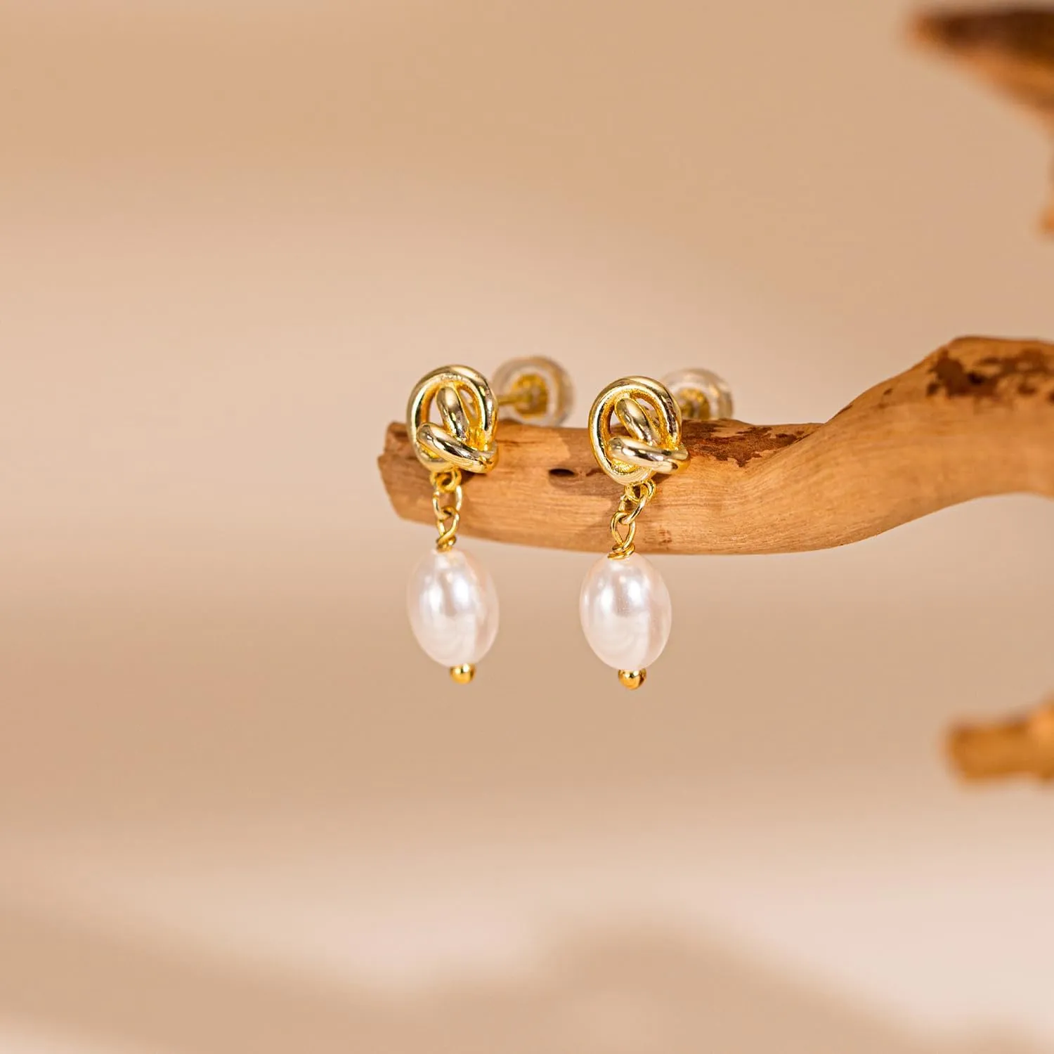 Pearl Earrings: 14k Gold-plated Dainty Pearl Drop Dangle Huggie Hoop Earrings for Women