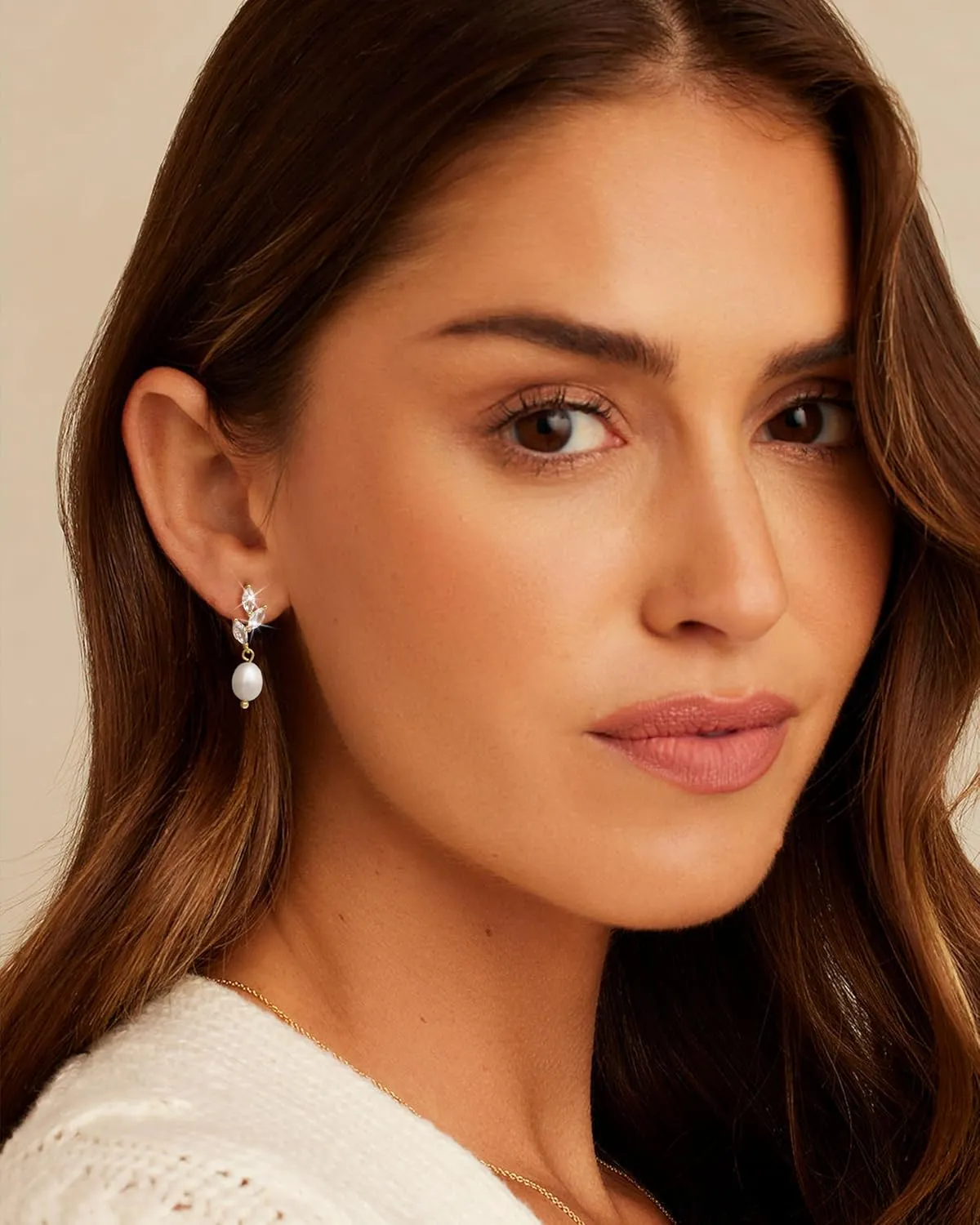 Pearl Earrings for Women - Dainty Gold Earrings Trendy 14K Gold Plated Freshwater Pearl Dangle Hoop Stud Earrings for Women Wedding Jewelry Gift for Women