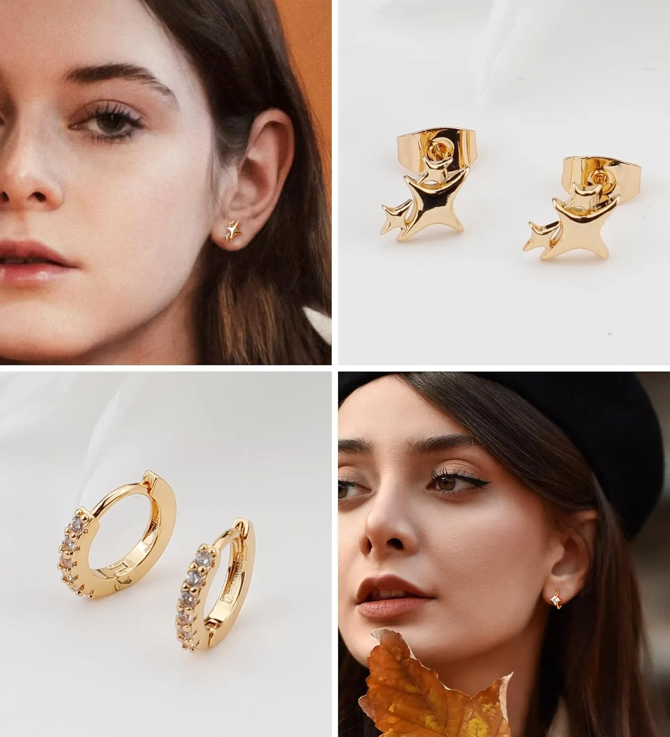 Pearl Earrings for Women, Staligue 14k Gold Plated Pearl Drop Hoop Earrings 3 Pairs Dangle Earring Stacks for Women Trendy Hypoallergenic Sterling Silver Stud Earring Dainty Gold Wedding Jewelry