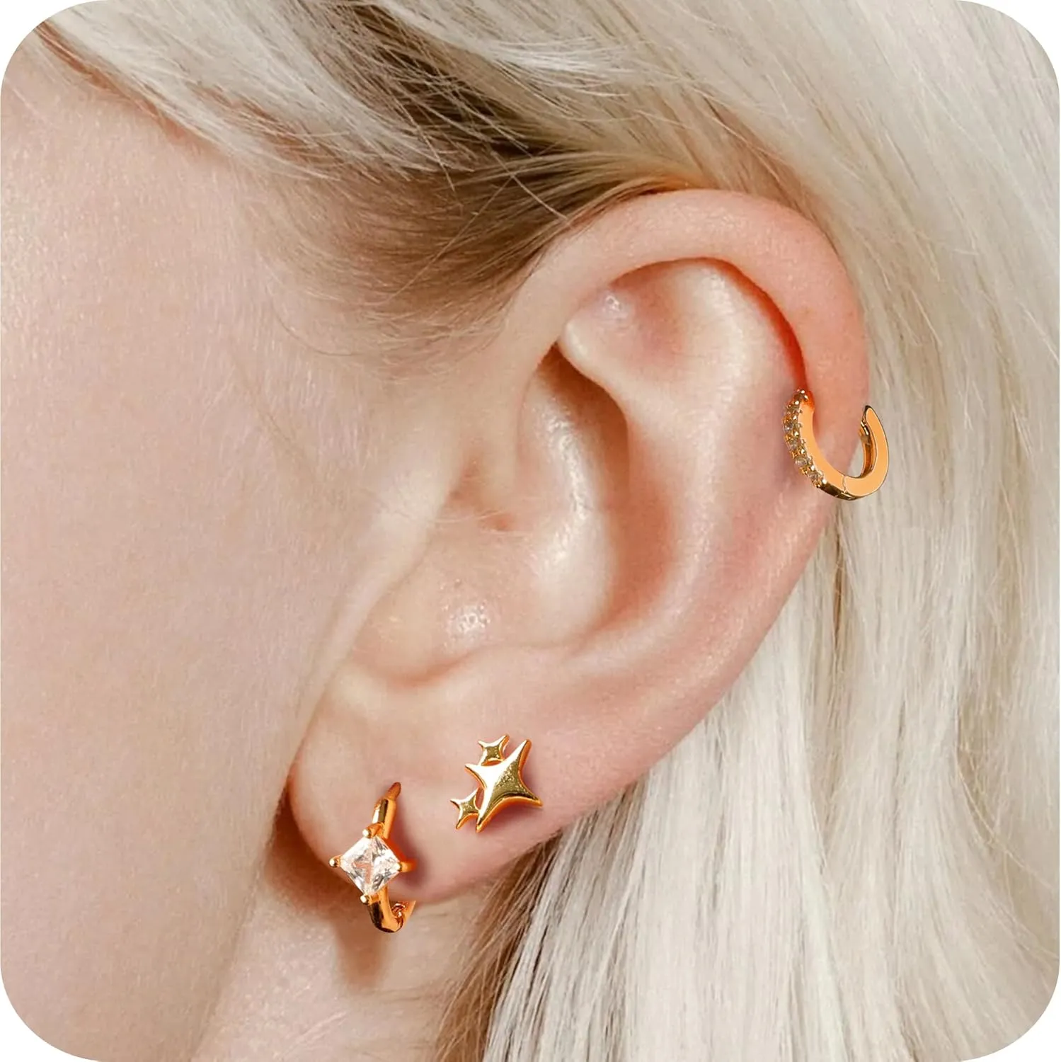 Pearl Earrings for Women, Staligue 14k Gold Plated Pearl Drop Hoop Earrings 3 Pairs Dangle Earring Stacks for Women Trendy Hypoallergenic Sterling Silver Stud Earring Dainty Gold Wedding Jewelry