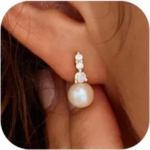 Pearl Earrings for Women Trendy Pearl Dangle Earrings Cute Stud Earrings Wedding Jewelry Birthday Gifts for Women