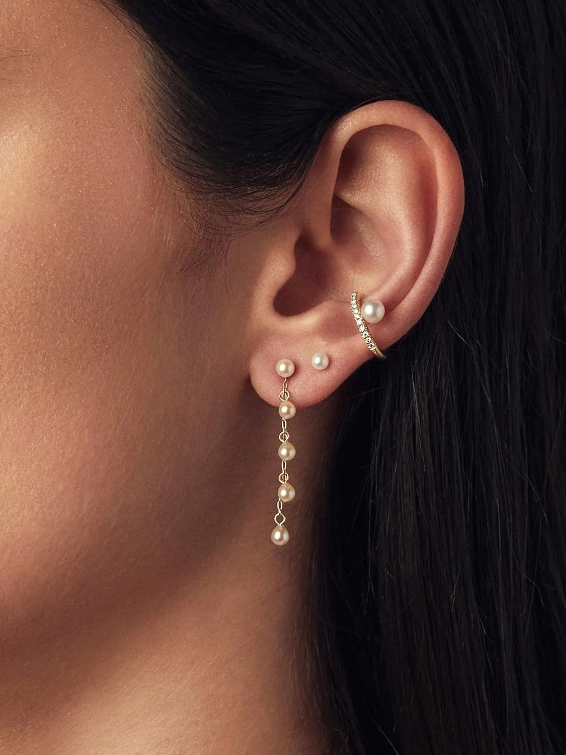 Pearl Earrings for Women, Trendy Pearl Ear Cuff Earring Set 14K Gold Plated Hypoallergenic Cartilage Earrings Small Gold Drop Hoop Huggie Earrings Diamond Stud Earrings Piercing Jewelry Gift