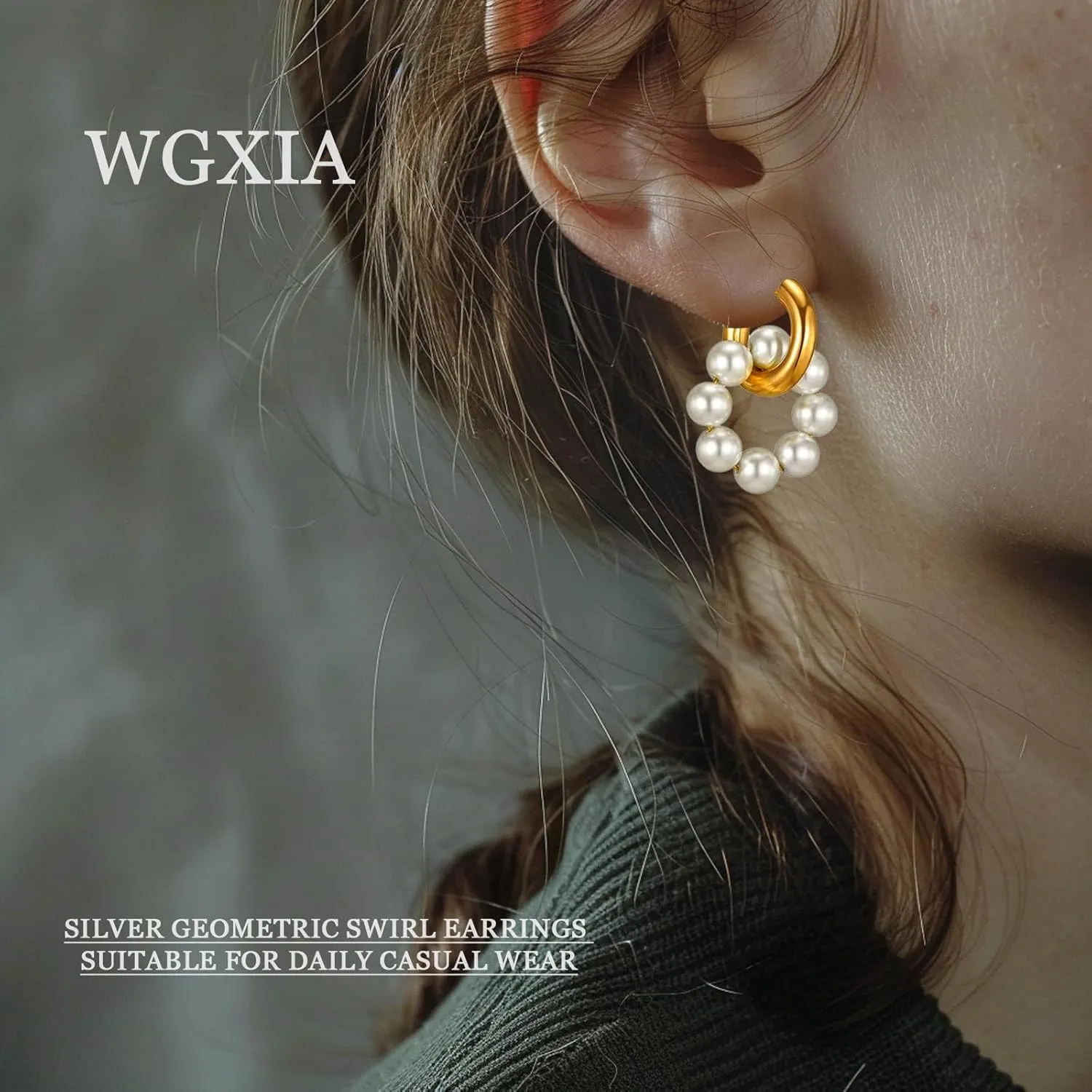 Pearl Hoop Earrings for Women WGXIA Trendy Pearls Huggie Earrings Hypoallergenic Earrings for Sensitive Ears for Mother Daughter Girlfirend Jewelly Christmas Birthday Present (Round-Pearl)