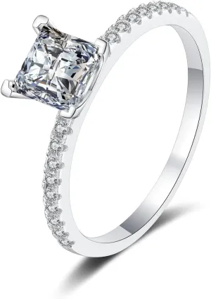 Personalized 14K Gold 1/2ct Diamond Engagement Rings for Women, VVS1 D-Color 4-Prong Princess Cut Promise Ring, Personalized Custom Engraved