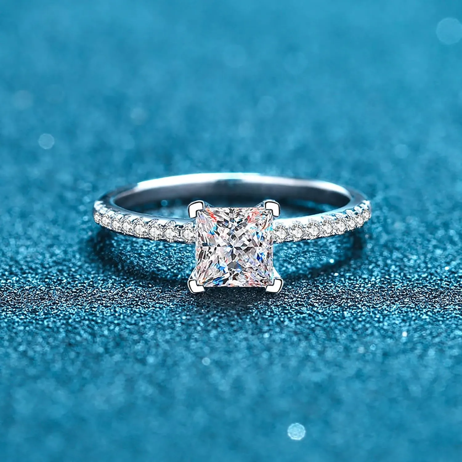 Personalized 14K Gold 1/2ct Diamond Engagement Rings for Women, VVS1 D-Color 4-Prong Princess Cut Promise Ring, Personalized Custom Engraved