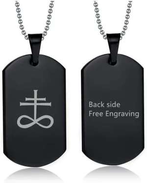 Personalized Leviathan Cross Necklaces for Men Women - Hail Satan Celtic Satanic Leviathan Cross Dog Tags Custom Engraved Pendant Necklace Brimstone Sulfur Religious Amulet Gifts for Women Men