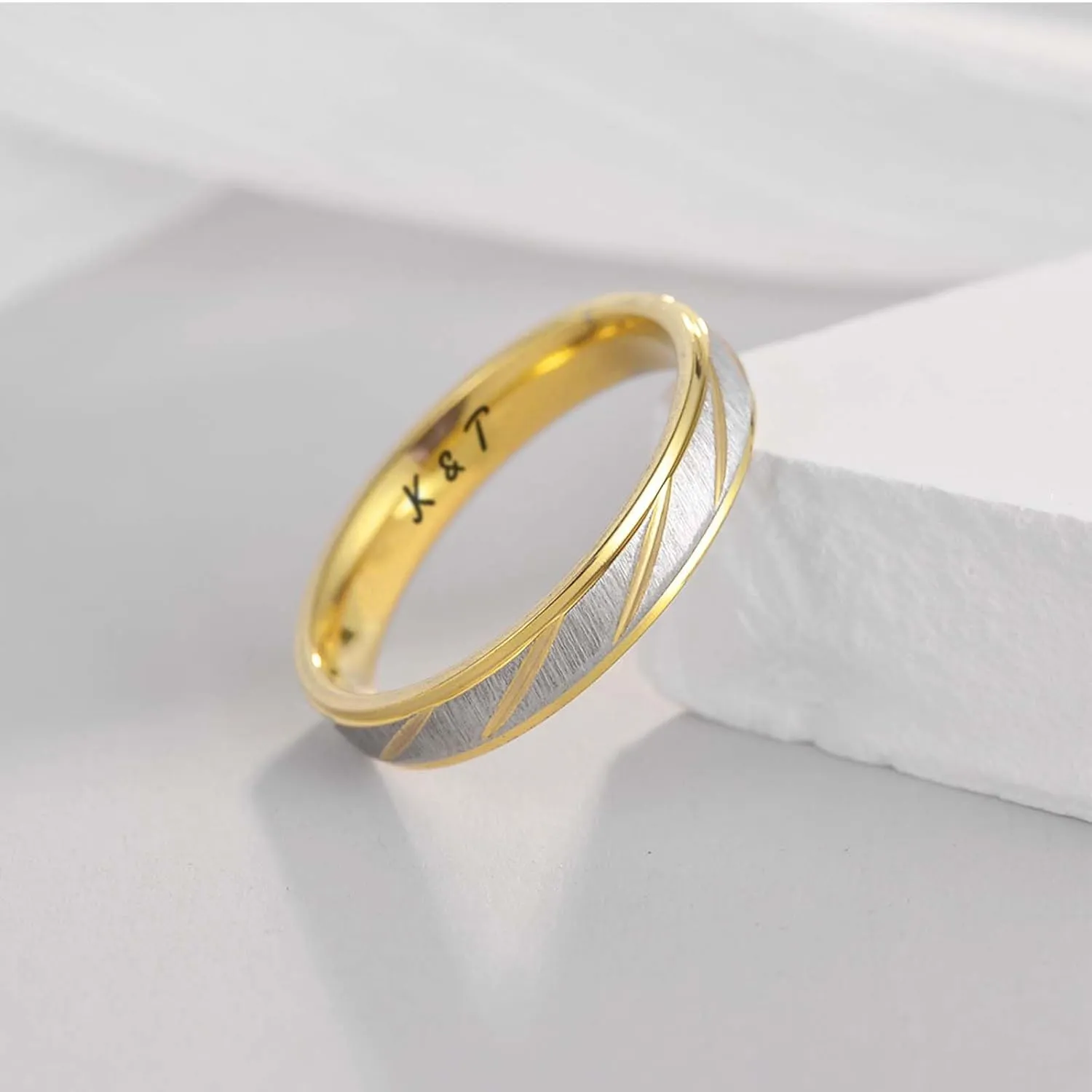 Personalized Matching Rings for Couples Custom Promise Rings for Couples Engraved Names Promise Rings for Him and Her Set Customized Ring Set for Women and Men (Style 1)
