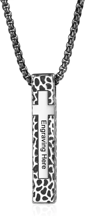 Personalized Necklace for Men Custom Name Initial Cross Necklaces Faith Religious Jewelry Gift for Man Him Dad