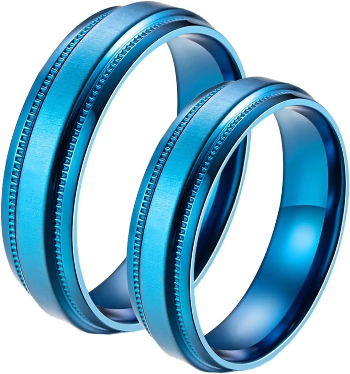 Promise Rings Couples Stainless Steel, Engagement Rings for Couples Size 7-12 Blue Ring 6MM Comfort Fit