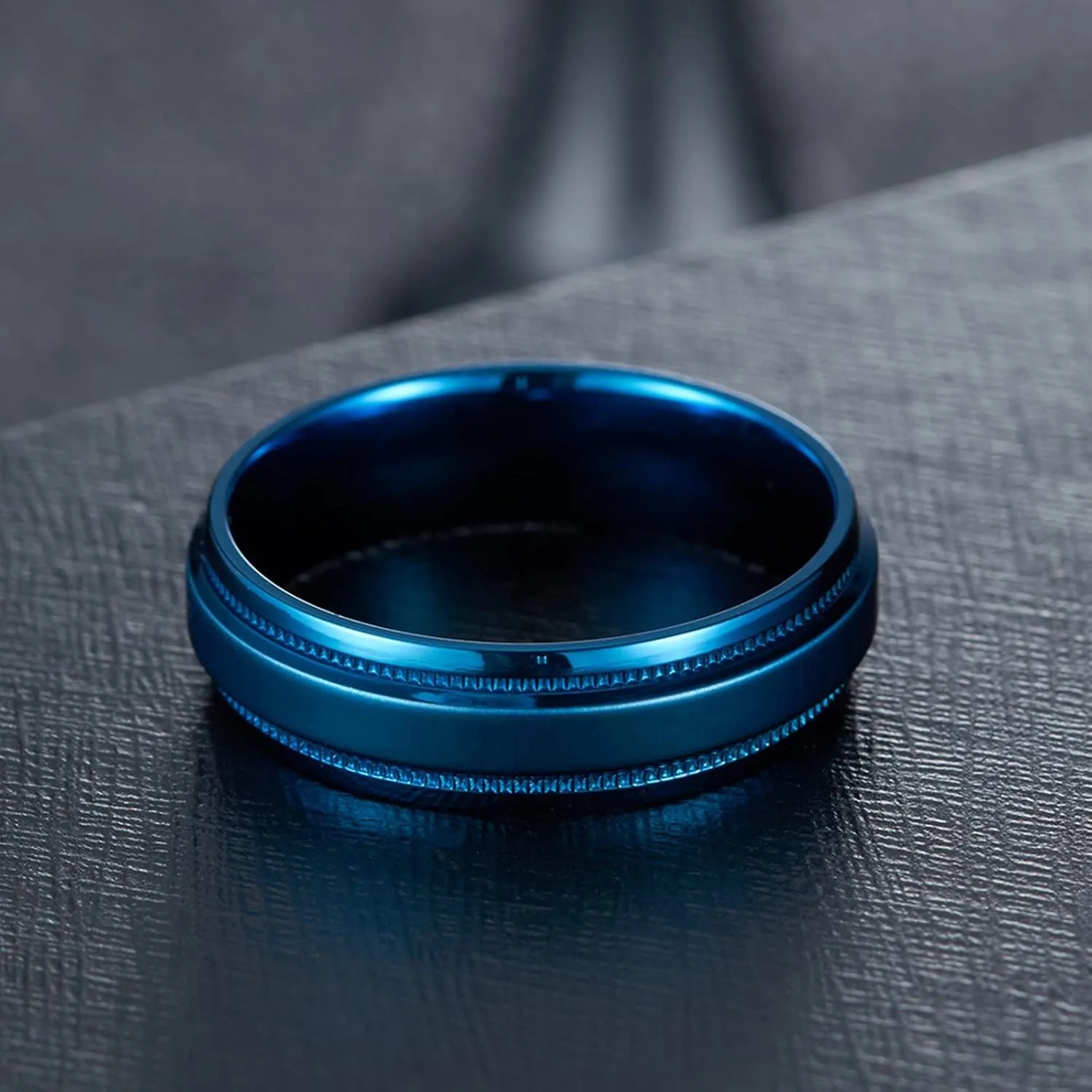 Promise Rings Couples Stainless Steel, Engagement Rings for Couples Size 7-12 Blue Ring 6MM Comfort Fit