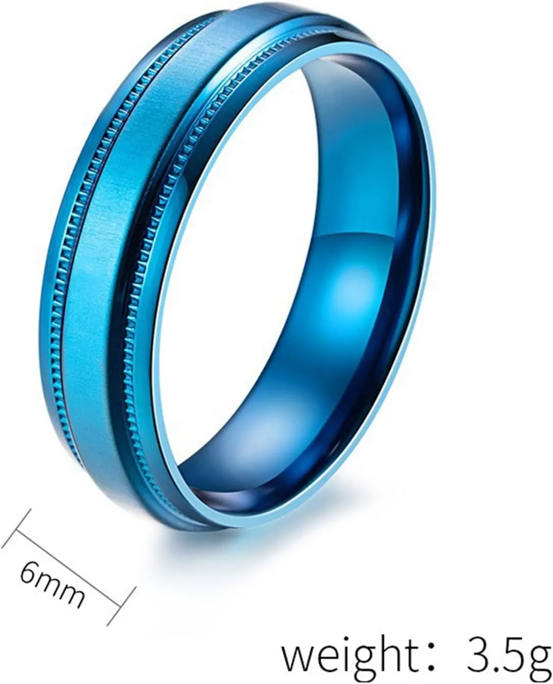Promise Rings Couples Stainless Steel, Engagement Rings for Couples Size 7-12 Blue Ring 6MM Comfort Fit