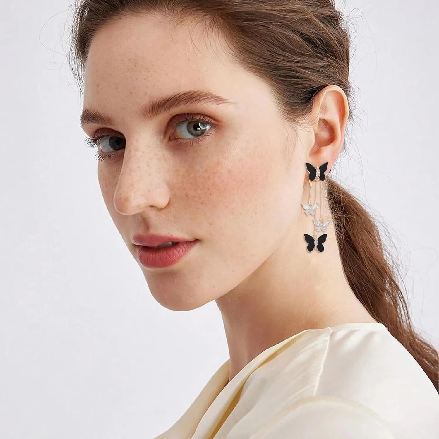 Purple Butterfly Earrings for Women Gifts Trendy Stuff Crystal Zircon Butterfly Tassel Dangle Purple Earrings Wedding Jewelry Gifts Purple Dress for Woman Outfits