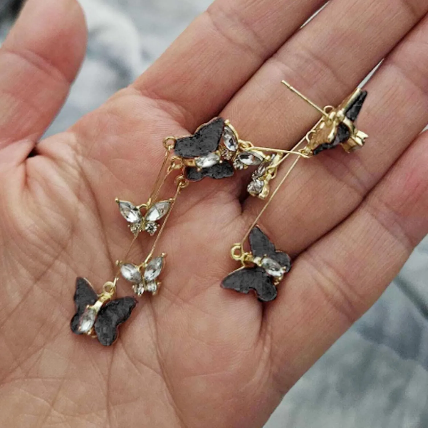 Purple Butterfly Earrings for Women Gifts Trendy Stuff Crystal Zircon Butterfly Tassel Dangle Purple Earrings Wedding Jewelry Gifts Purple Dress for Woman Outfits
