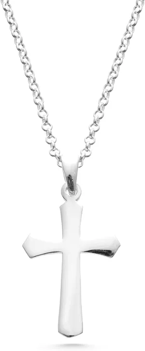 RACA 925 Sterling Silver Cross Necklace for Men, Gift for Him, Cross Chain for Men Necklaces, Minimalist Cross Necklace for Women, Pendant Diamond Cut Cuban Link Chain 18" Length
