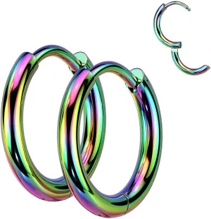 Rainbow Hoop Earrings Womens Hypoallergenic 316L Surgical Stainless Steel 25mm/1in