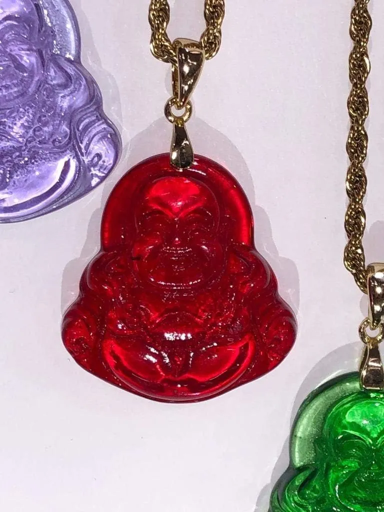 Red Jade Laughing Buddha Good Luck Pendant Necklace Rope Chain Genuine Certified Grade A Jadeite Jade Hand Crafted, Jade Neckalce, 14k Gold Filled Laughing Jade Buddha necklace, Jade Medallion
