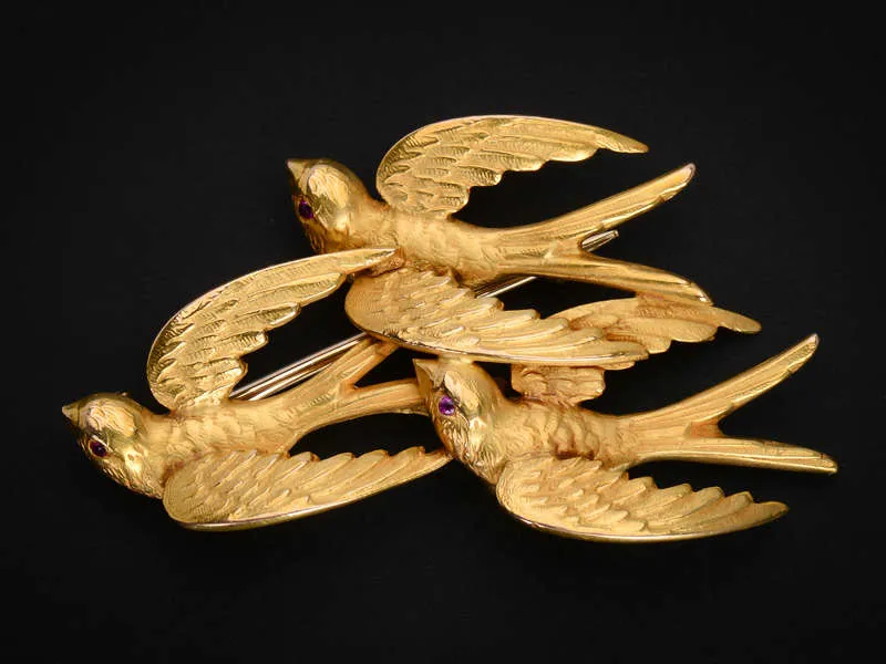 Returning Home - Riker Bros. Swallows Brooch